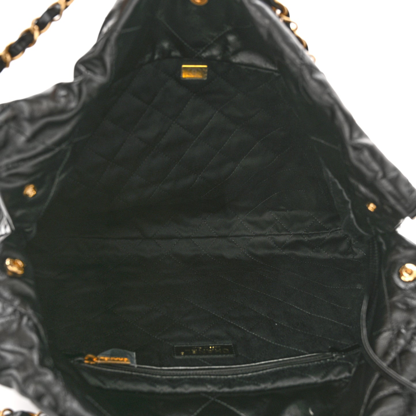 Shiny Calfskin Quilted Chanel 22 Black
