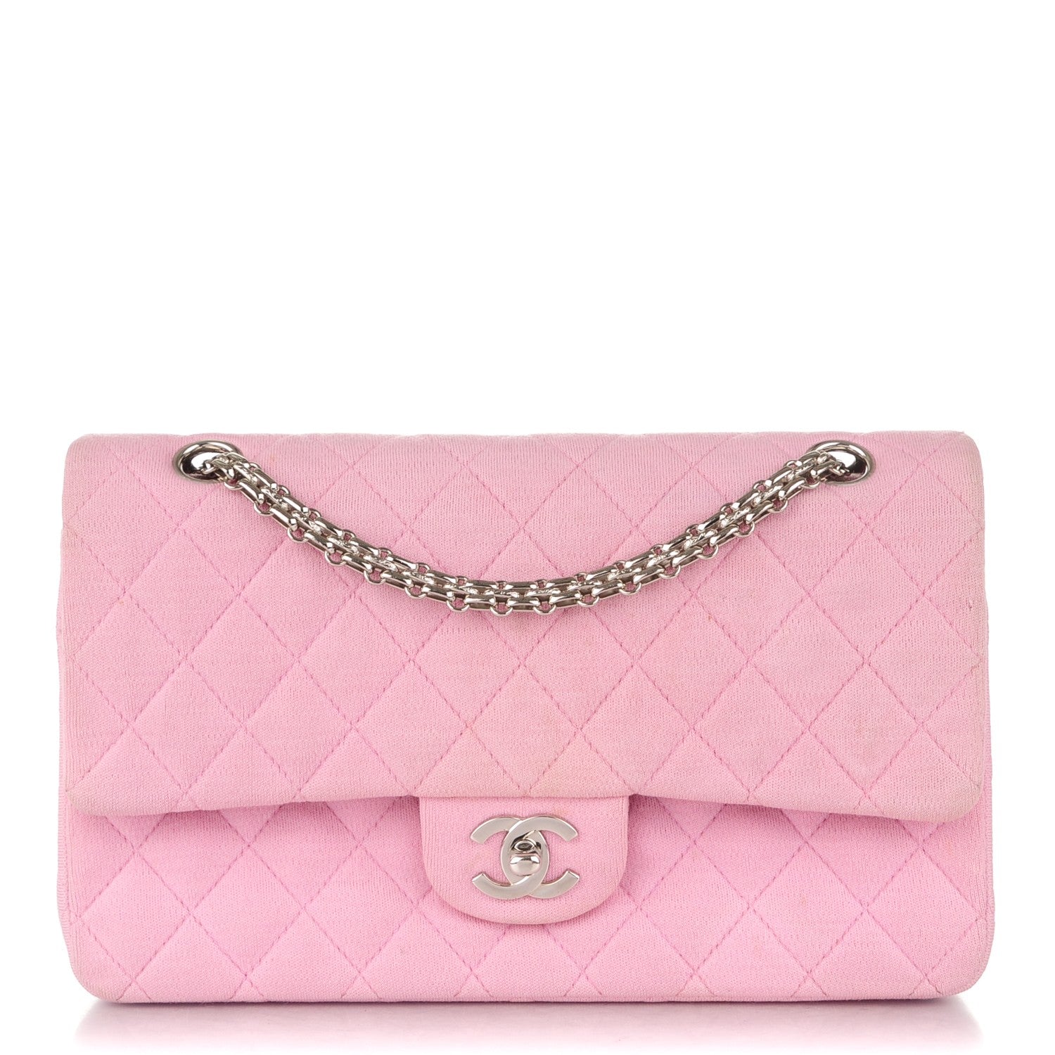 Chanel Jersey Quilted Medium Double Flap Pink 1 of 12
