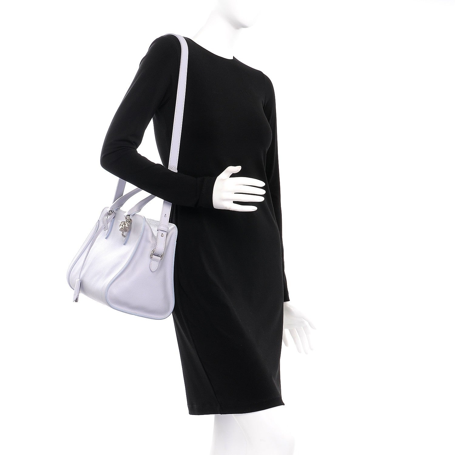 Alexander McQueen ALEXANDER MCQUEEN Pebbled Calfskin Small Skull Padlock Zip Around Tote Lavender 2 of 7