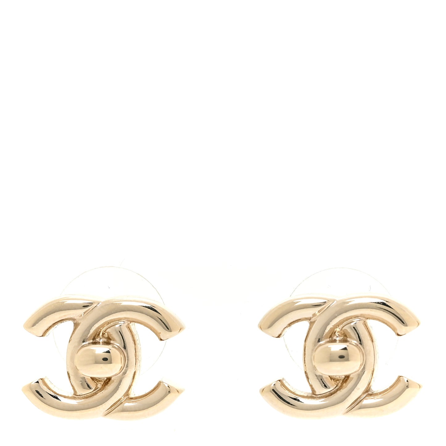 Metal CC Turnlock Earrings Gold