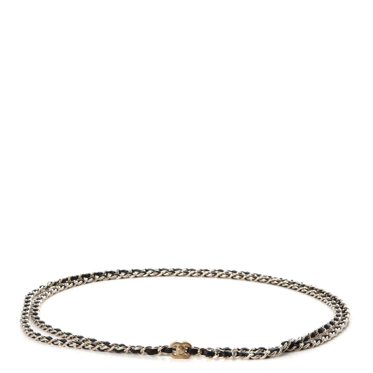 Lambskin CC Turn Lock Chain Belt Black Gold