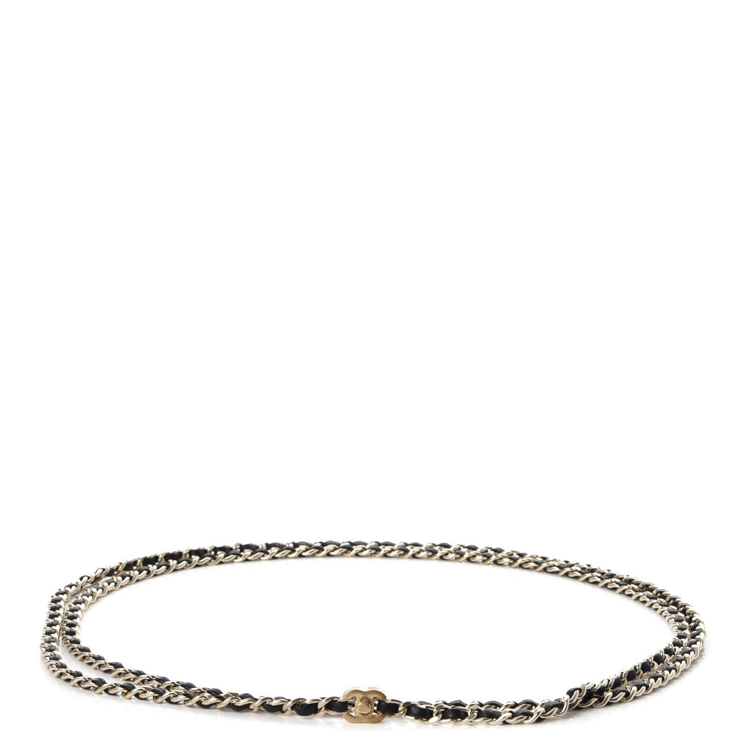 Chanel Lambskin CC Turn Lock Chain Belt Black Gold 1 of 8