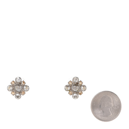 Chanel Crystal CC Flower Earrings Silver 2 of 4