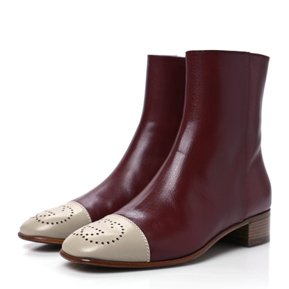 Gucci Goatskin Hills Logo Ankle Boots 37 Burgundy 3 of 8