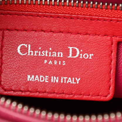 Christian Dior Lambskin Cannage Medium Bi-Color Lady Dior Orange Fuchsia 6 of 16
