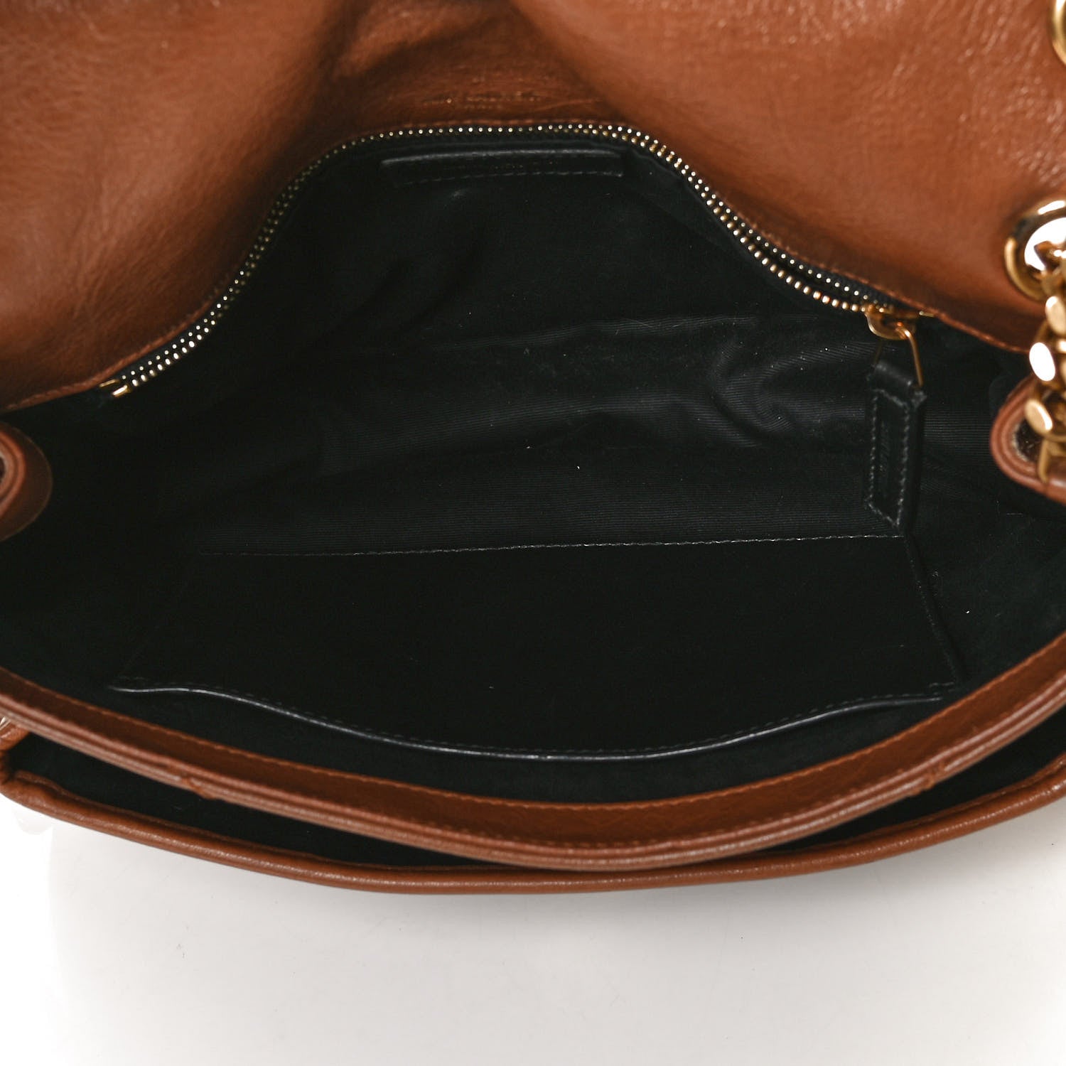 Saint Laurent Crinkled Calfskin Matelasse Monogram Medium Niki Chain Satchel Caramel 4 of 11