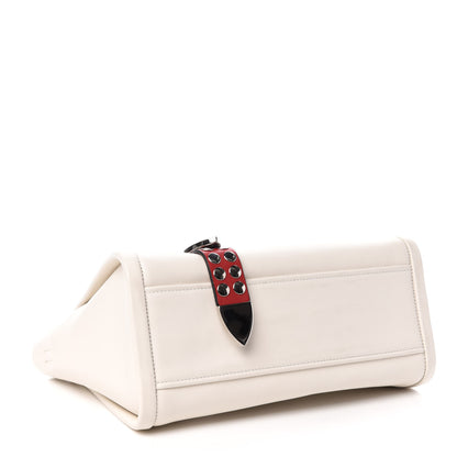 Prada Calfskin Studded Concept Top Handle Bag White 5 of 14