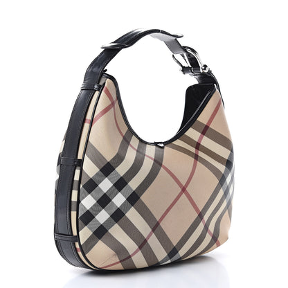 Burberry Calfskin Supernova Check Medium Barton Hobo Black 3 of 16
