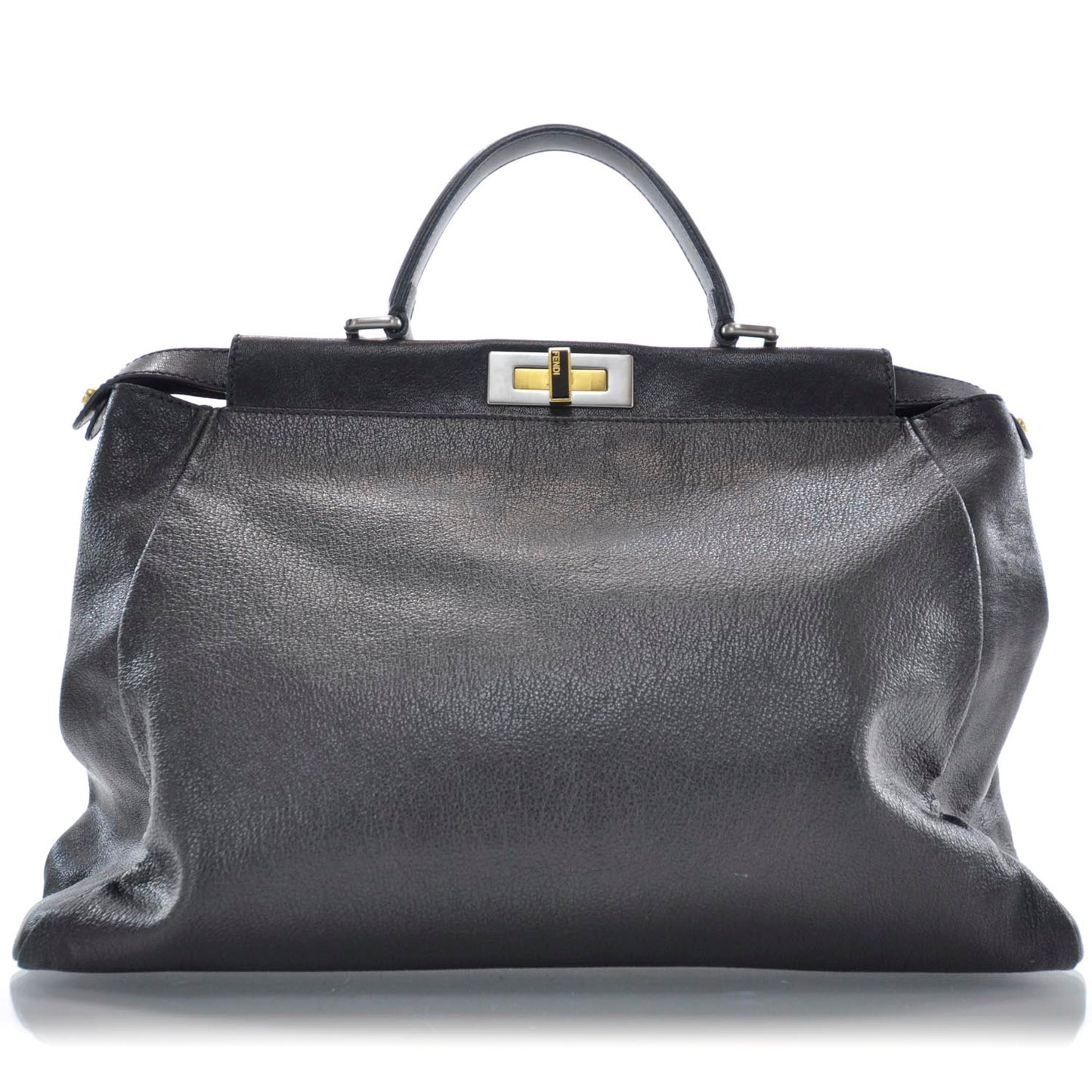 Goatskin Large Peekaboo Iconic Satchel Black Lampone