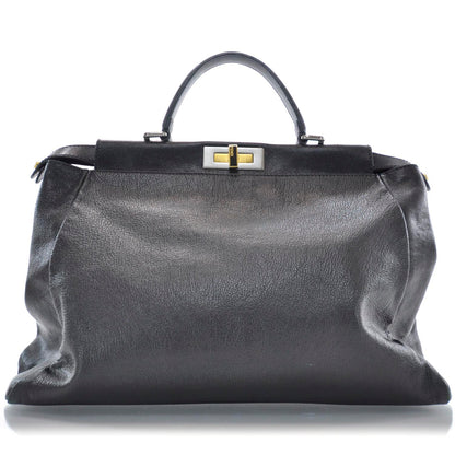 Fendi Goatskin Large Peekaboo Iconic Satchel Black Lampone 1 of 12