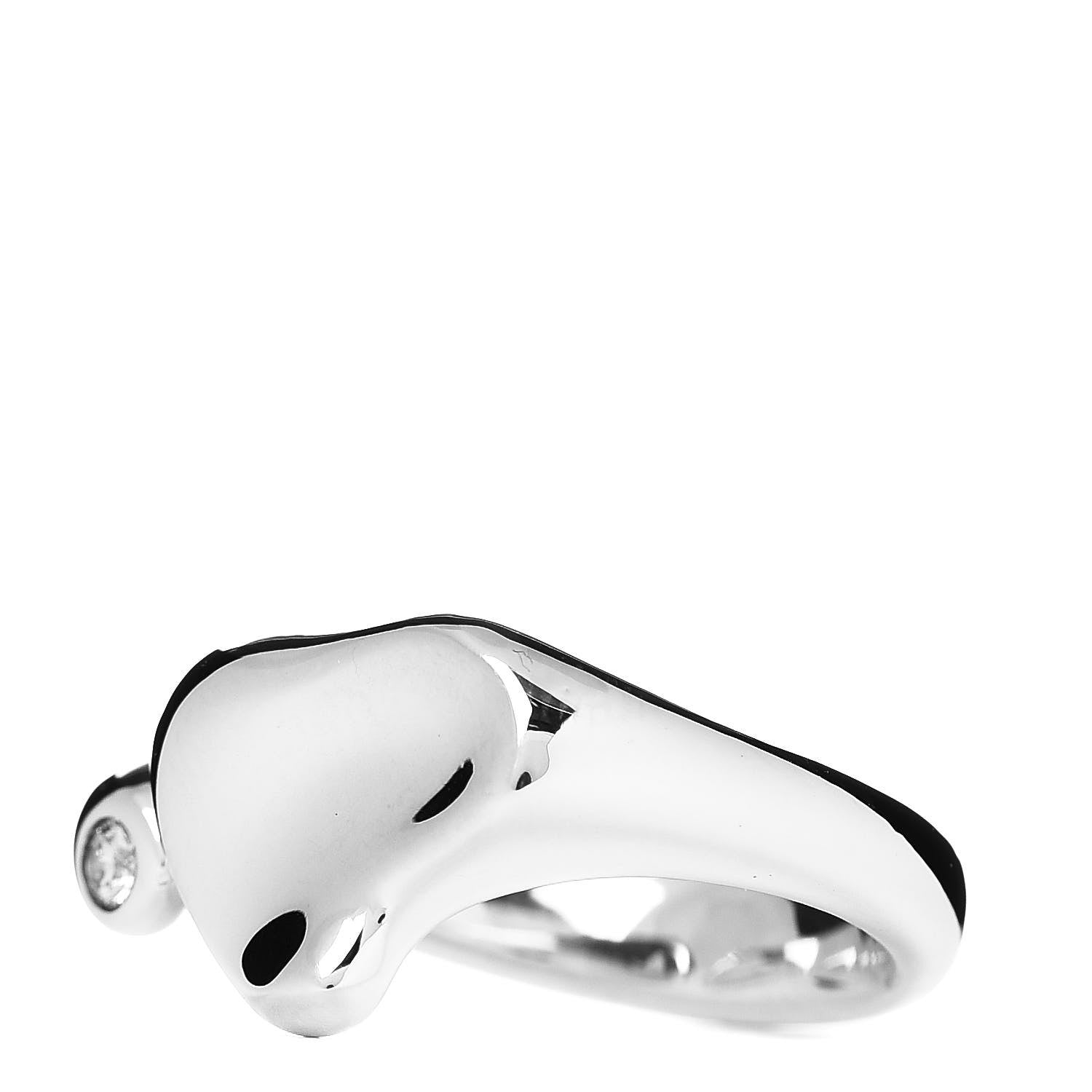 Tiffany Sterling Silver Diamond Elsa Peretti Full Heart Ring 54 7 3 of 5