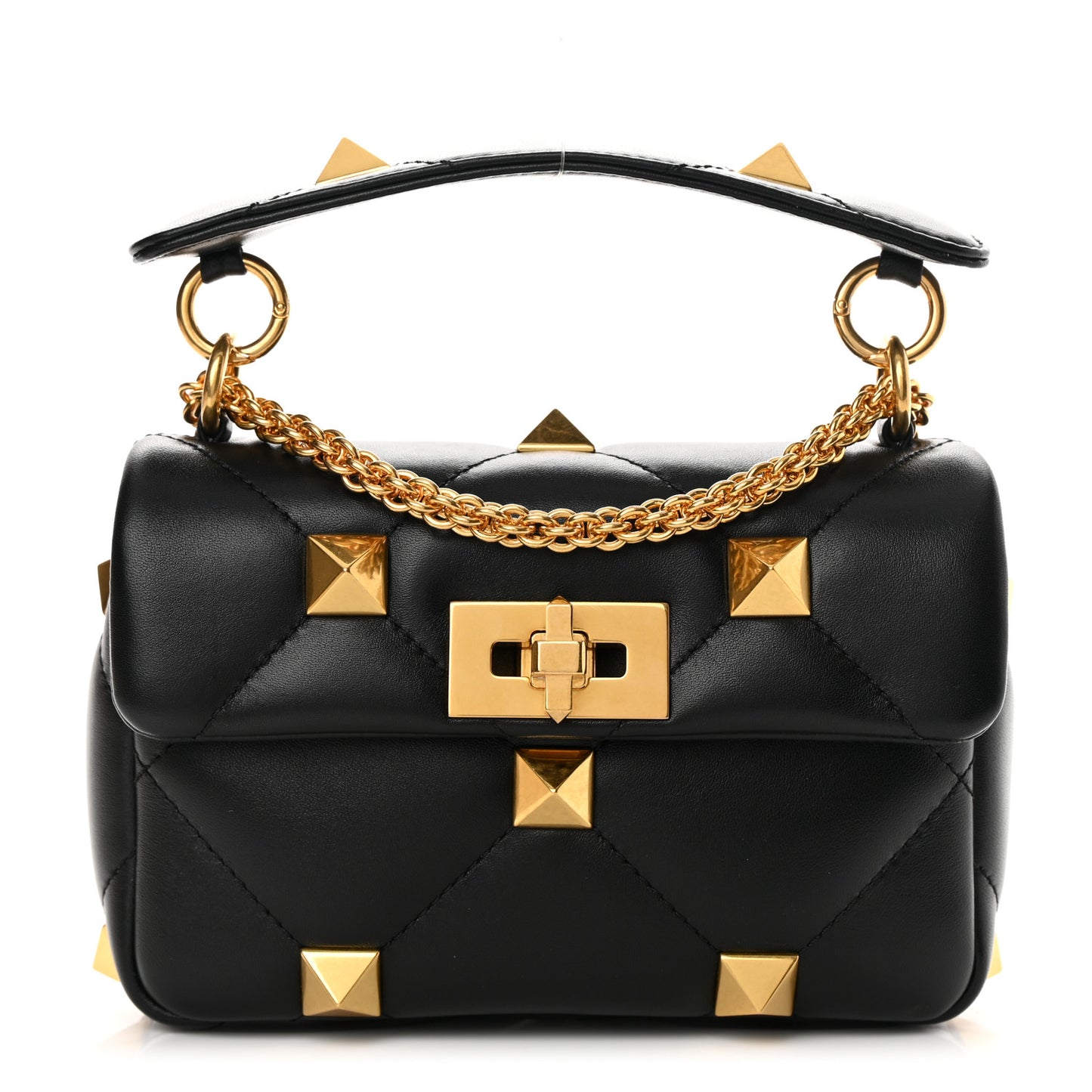 Nappa Small Roman Stud Shoulder Bag Black