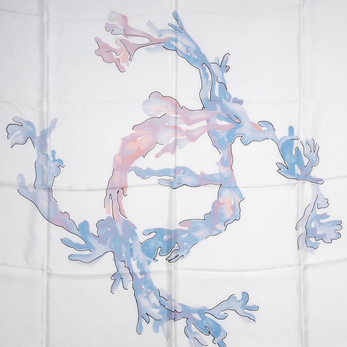 Silk Coral CC Watercolor Square Scarf White
