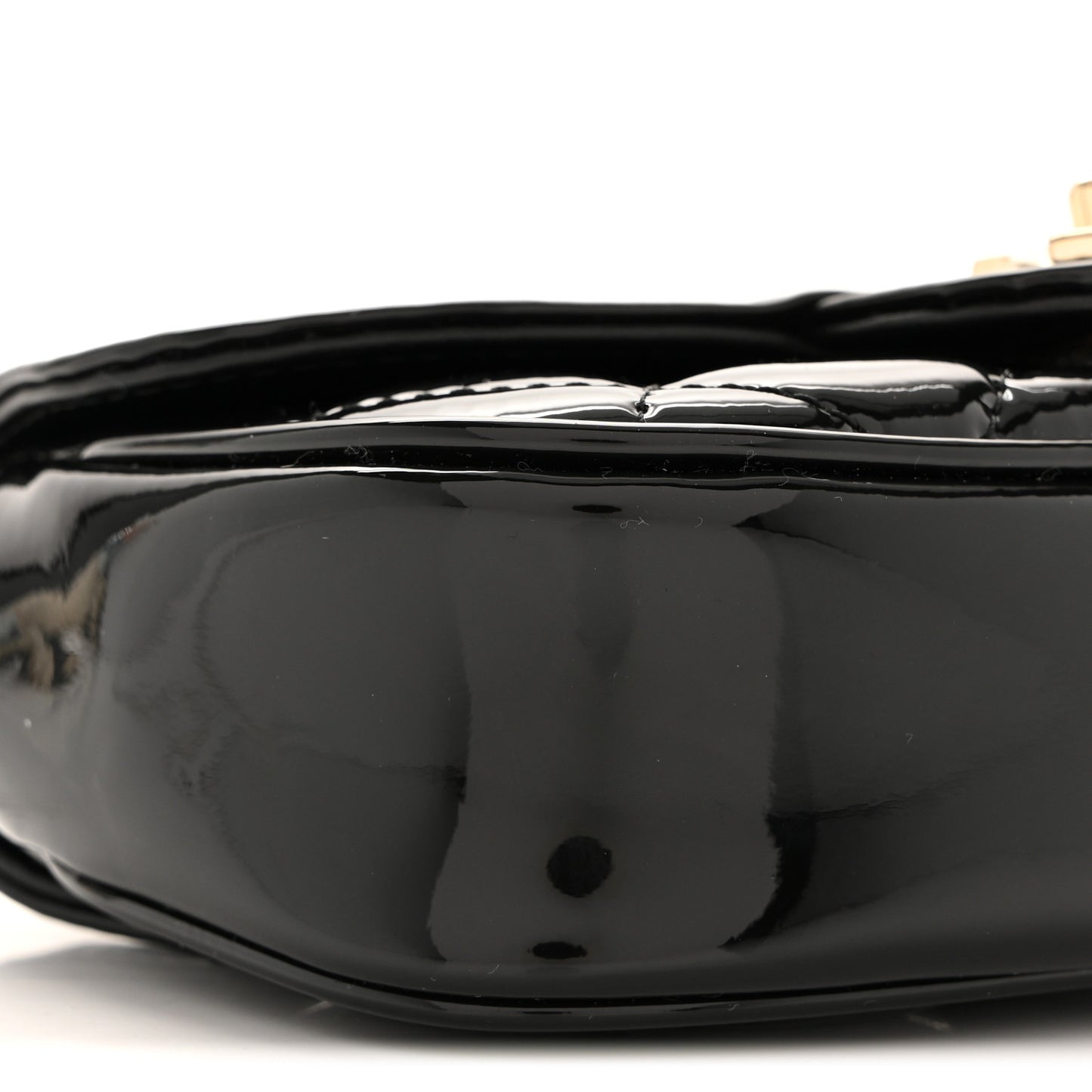 Patent Calfskin Quilted Mini Clutch Black