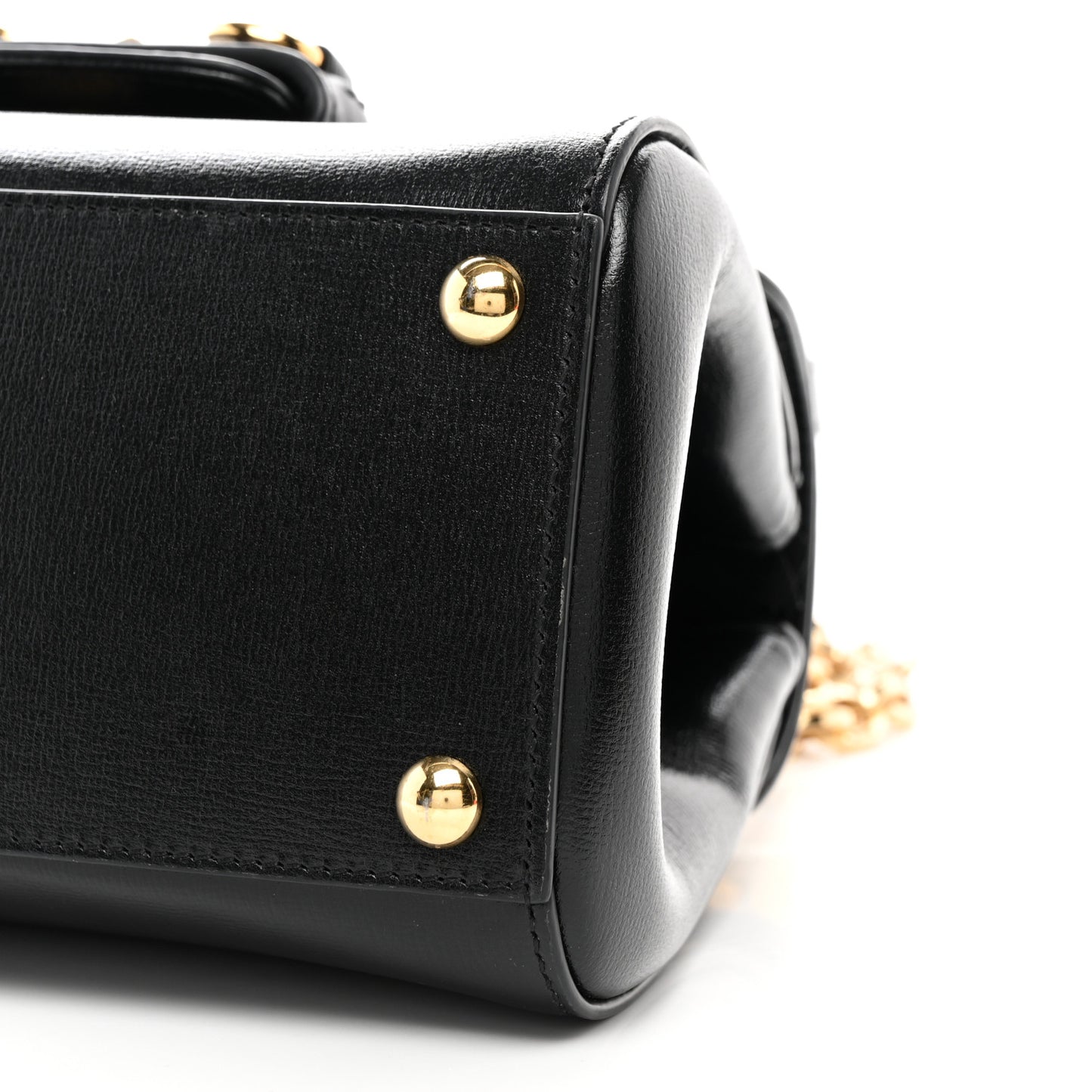 Glazed Textured Calfskin Mini Horsebit 1955 Top Handle Flap Bag Black