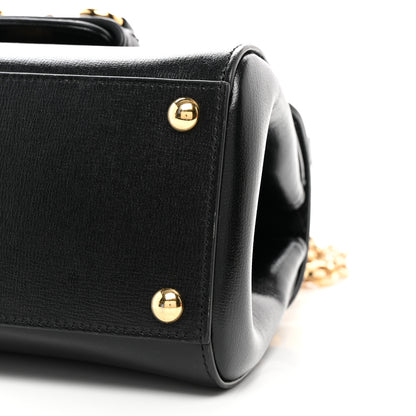 Gucci Glazed Textured Calfskin Mini Horsebit 1955 Top Handle Flap Bag Black 10 of 17