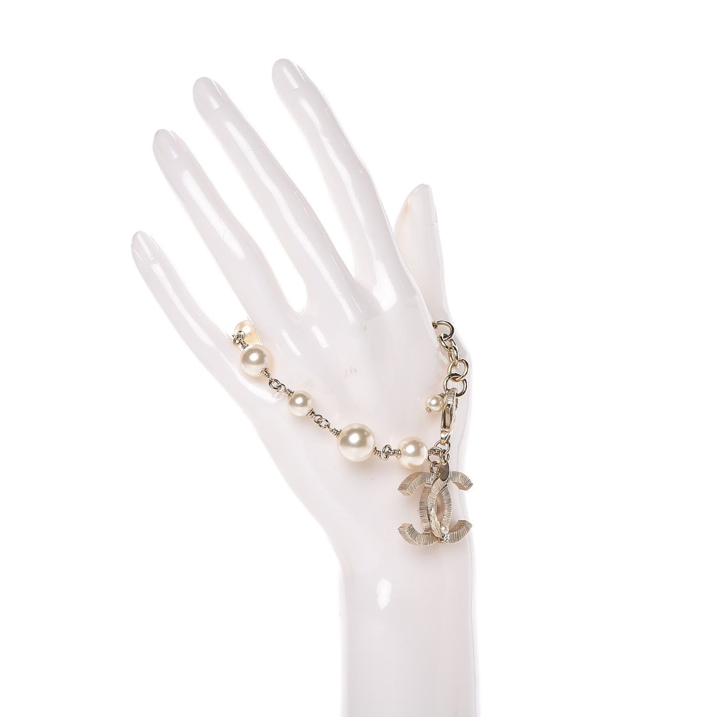 Crystal Pearl Leaf CC Bracelet Gold