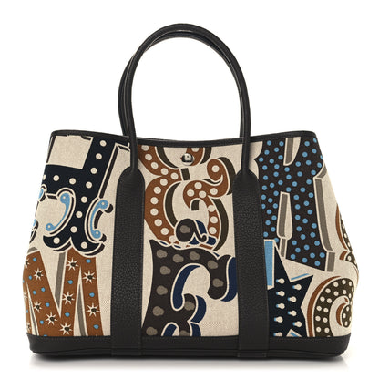 Hermes Toile Negonda H Plume Garden Party 36 MM Tote Bleu Ecru Ebene 1 of 13