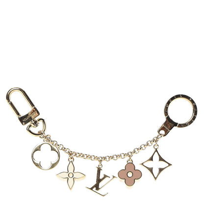 Louis Vuitton Brass Enamel Fleur De Monogram Bag Charm Chain Gold 1 of 5