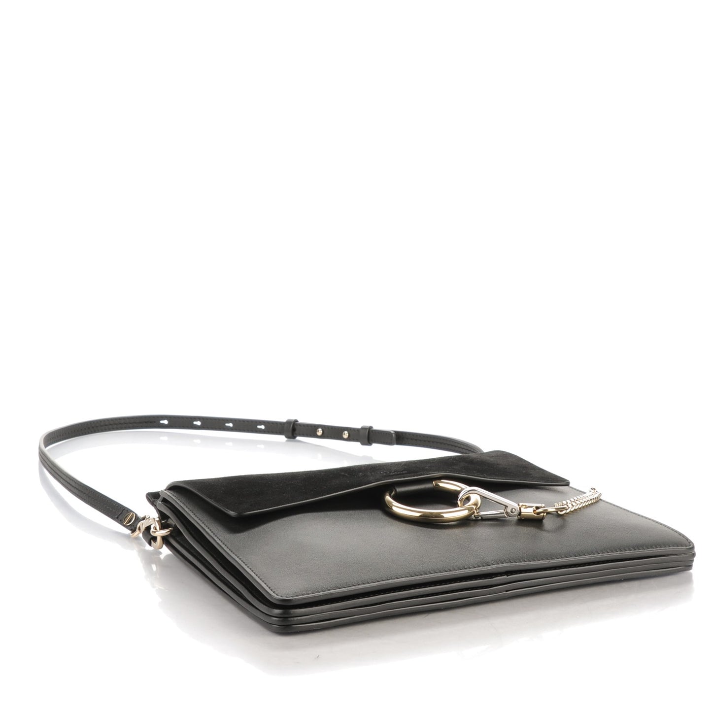 Suede Calfskin Medium Faye Shoulder Bag Black