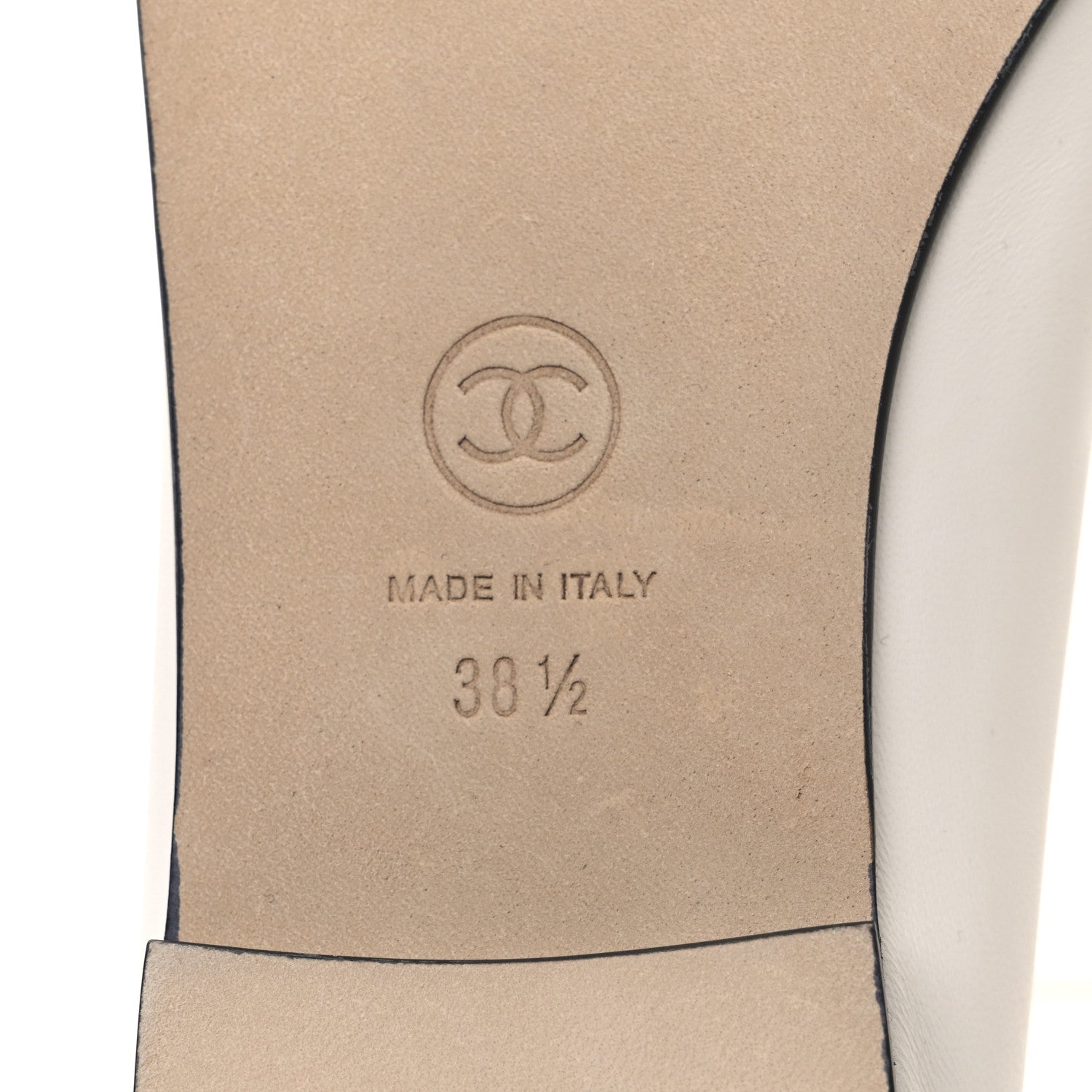 Chanel Lambskin Cap Toe CC Ballerina Flats 38.5 White Black 8 of 11