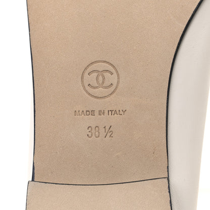 Chanel Lambskin Cap Toe CC Ballerina Flats 38.5 White Black 8 of 11