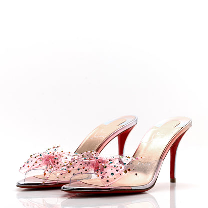 Christian Louboutin PVC Crystal Aqua Strass 80 Mules 38.5 Silver Multicolor 3 of 9