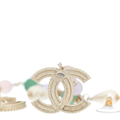 Chanel Pearl Beaded CC Drop Earrings Gold 4 of 4