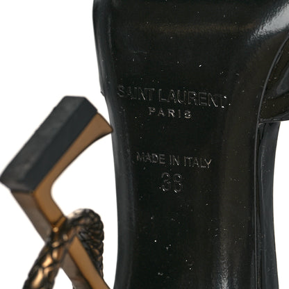 Saint Laurent Vernice Chiffon Opyum 110 Ankle Strap Pumps 38 Black Light Bronze 7 of 8