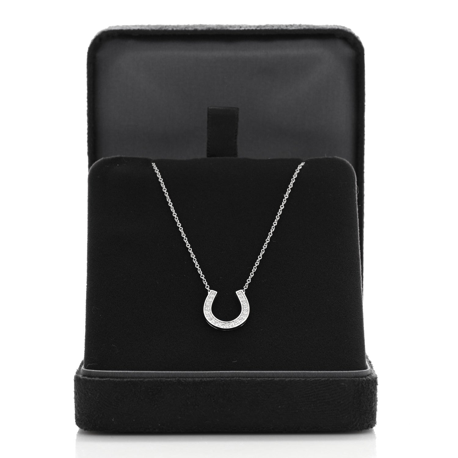Tiffany Platinum Diamond Horseshoe Pendant Necklace 4 of 4