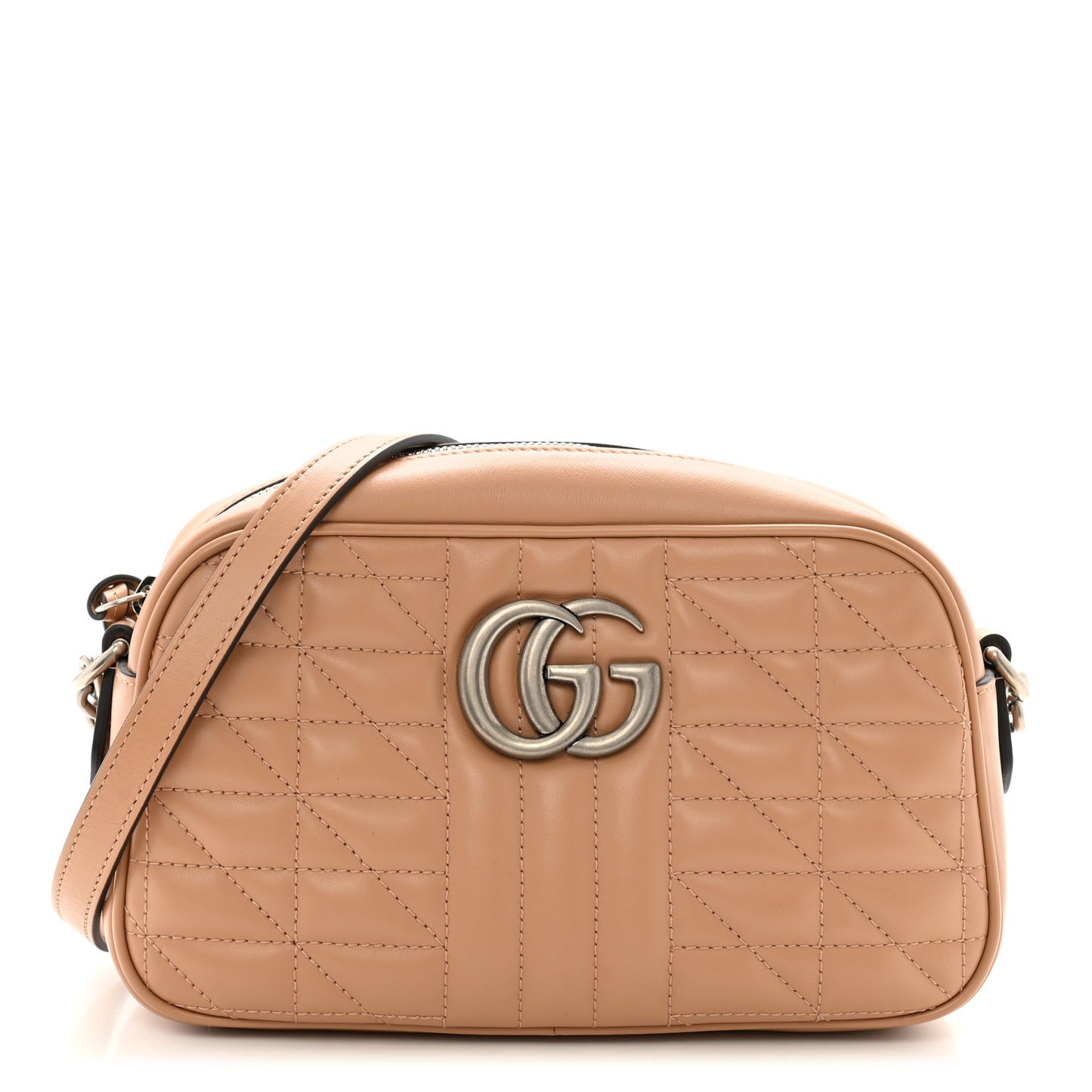 Calfskin Matelasse Aria Small GG Marmont Chain Shoulder Bag Camelia