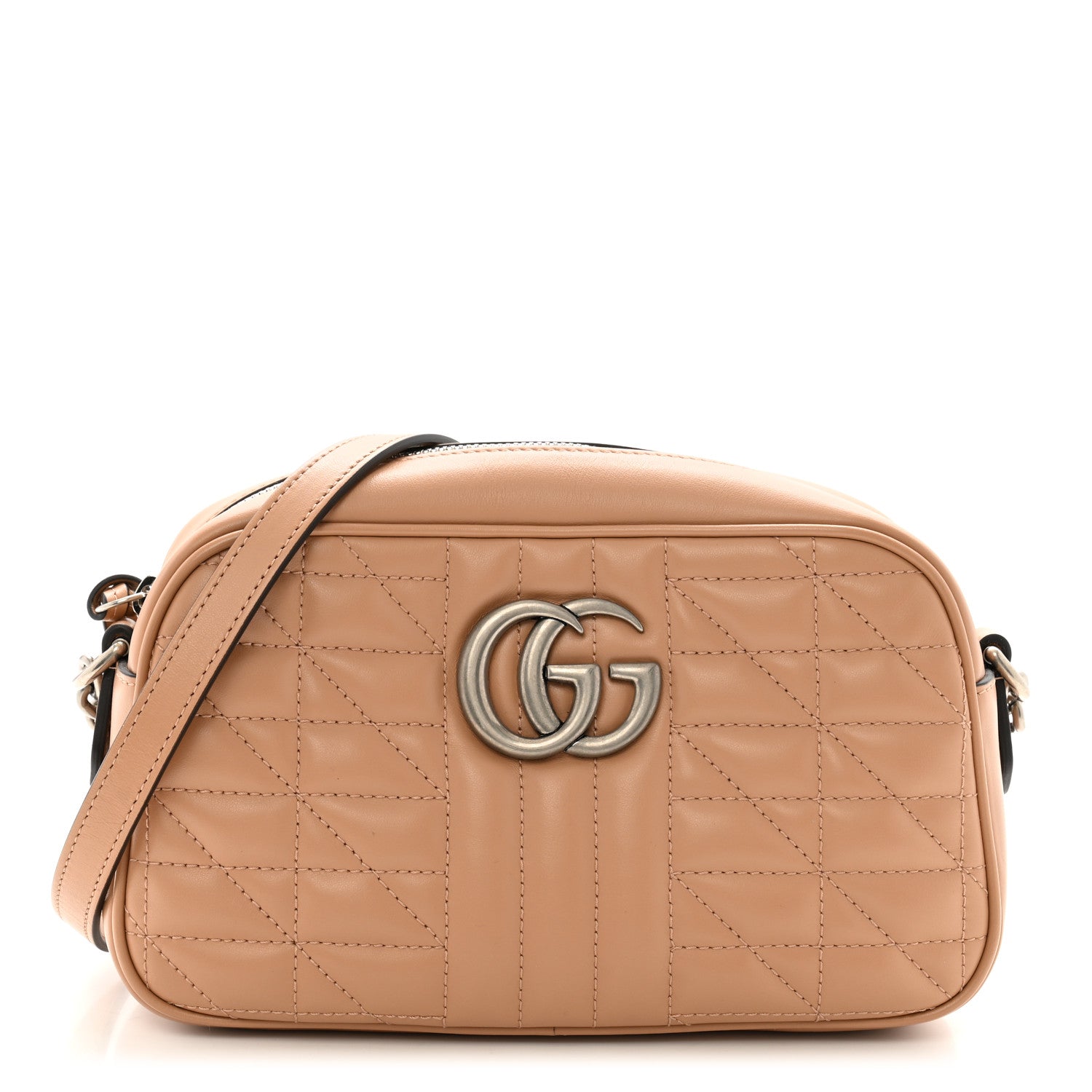 Gucci Calfskin Matelasse Aria Small GG Marmont Chain Shoulder Bag Camelia 1 of 12