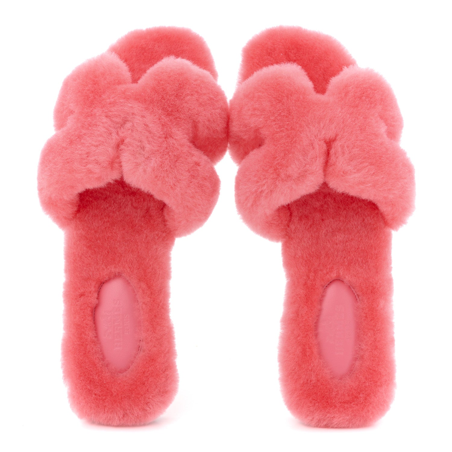 Hermes Woolskin Oran Sandals 37.5 Rose Du Desert 2 of 9