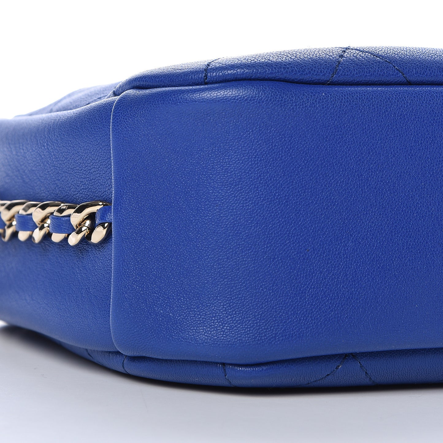 Goatskin Quilted Large Casual Trip Camera Case Blue