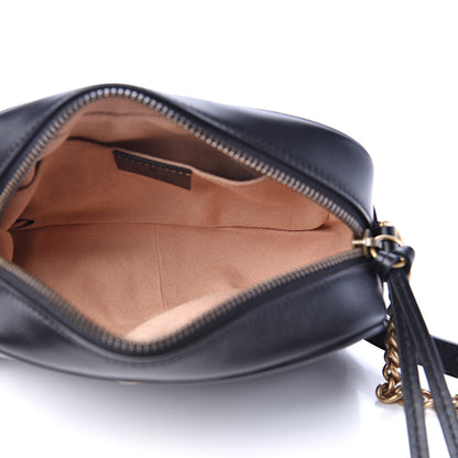 Gucci Calfskin Matelasse Mini GG Marmont Chain Shoulder Bag Black 4 of 10
