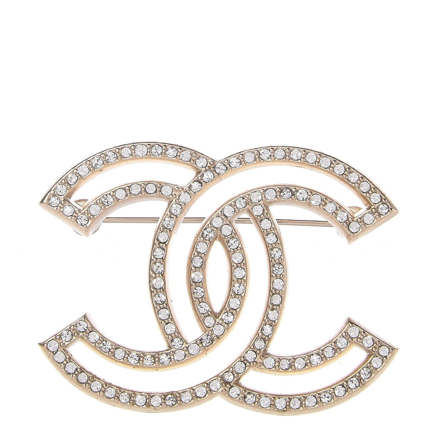 Crystal CC Brooch Gold