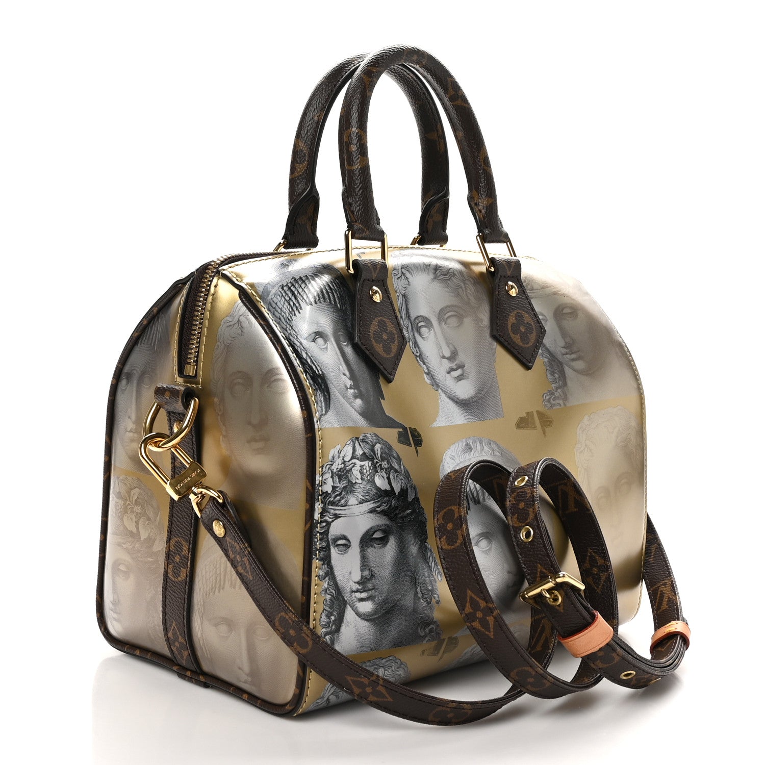 Louis Vuitton X FORNASETTI Calfskin Fornasetti Speedy Bandouliere 25 Gold 3 of 9