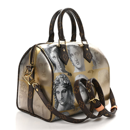 Louis Vuitton X FORNASETTI Calfskin Fornasetti Speedy Bandouliere 25 Gold 3 of 9
