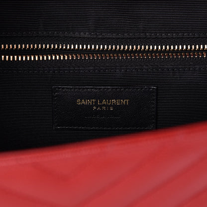 Saint Laurent Grain De Poudre Matelasse Chevron Large Monogram Satchel Lipstick Red 7 of 24