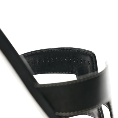 Hermes Box Calfskin Oran Sandals 37.5 Black 6 of 9