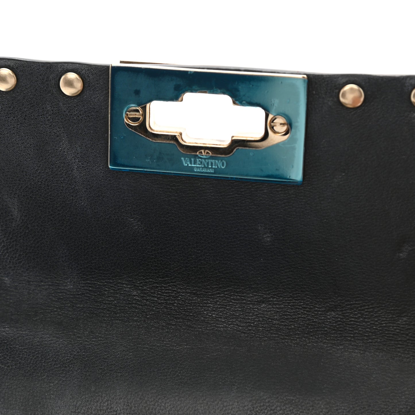 Calfskin Micro Rockstud Spike Shoulder Bag Blue Fluo