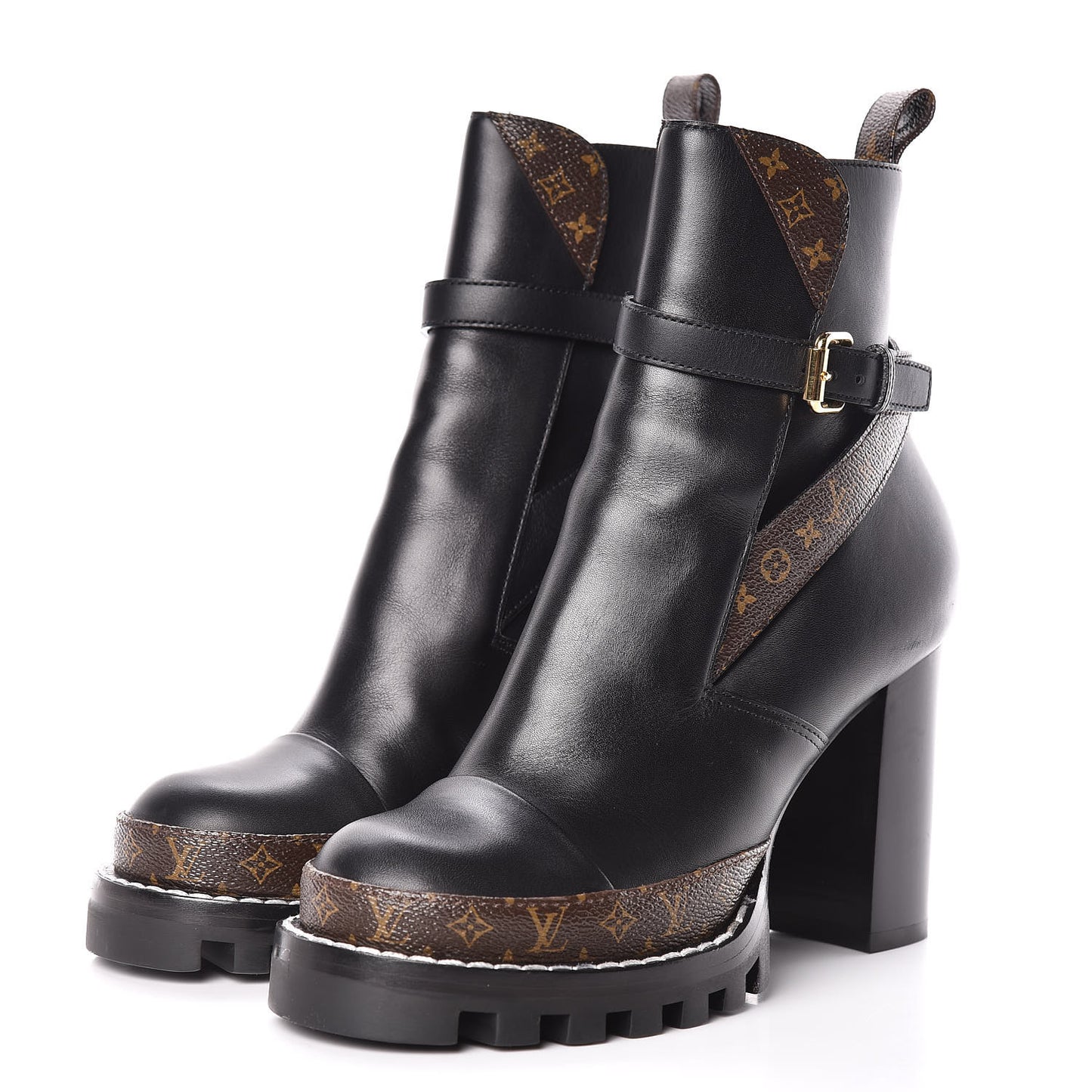 Calfskin Monogram Star Trail Ankle Boots 38 Black