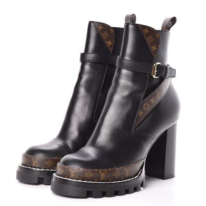 Louis Vuitton Calfskin Monogram Star Trail Ankle Boots 38 Black 3 of 8