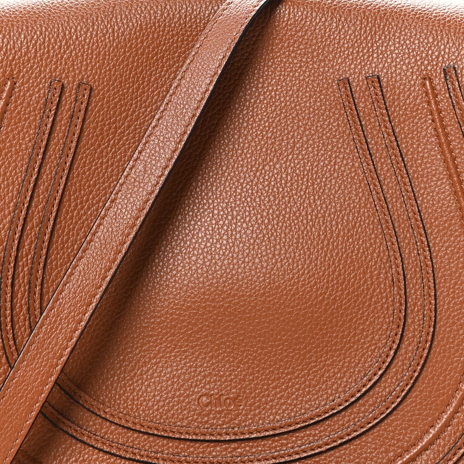 Chloe Grained Calfskin Medium Marcie Saddle Bag Tan 7 of 9