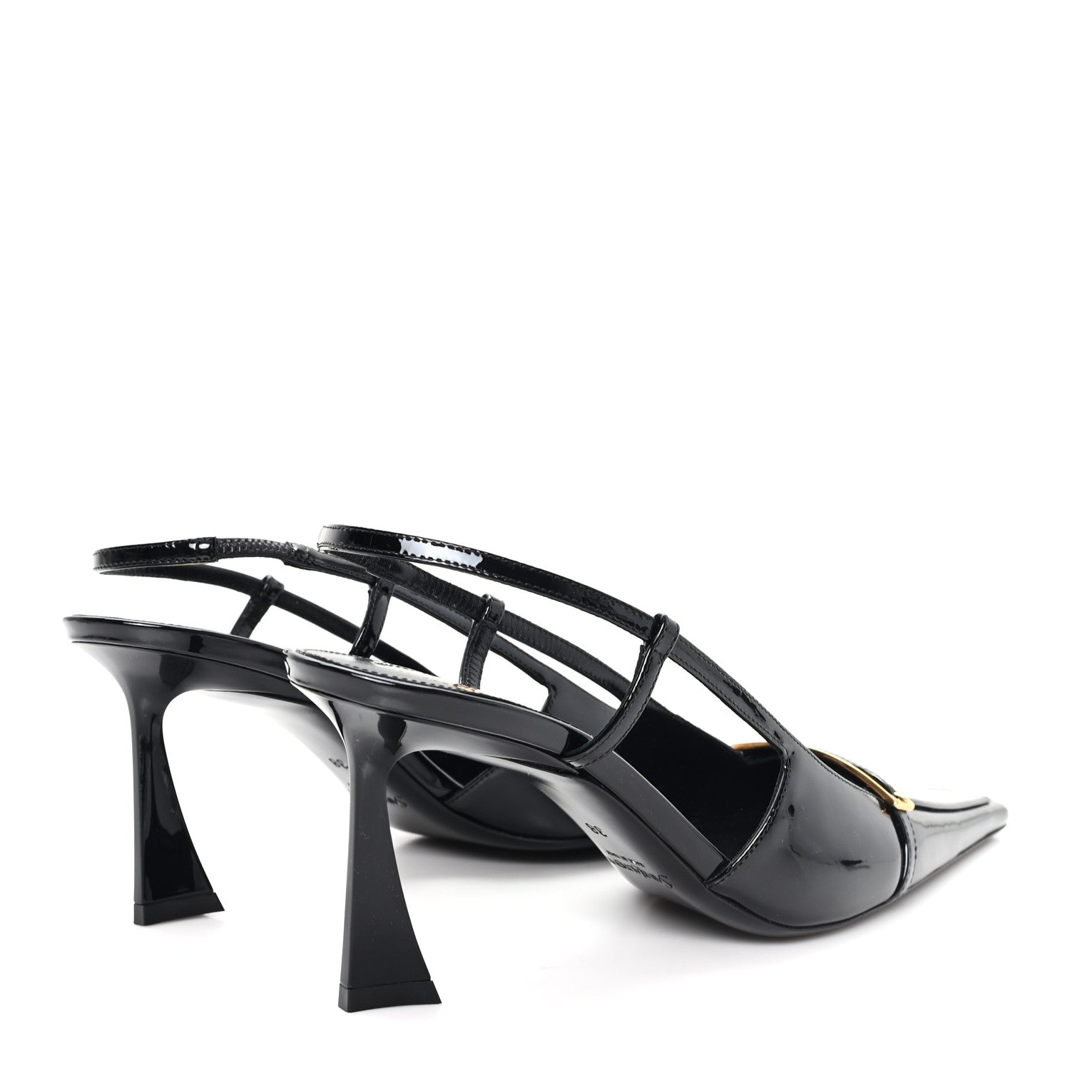 Saint Laurent Patent Calfskin Jacqueline 75 Slingback Pumps 38 Black 5 of 11