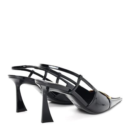 Saint Laurent Patent Calfskin Jacqueline 75 Slingback Pumps 38 Black 5 of 11