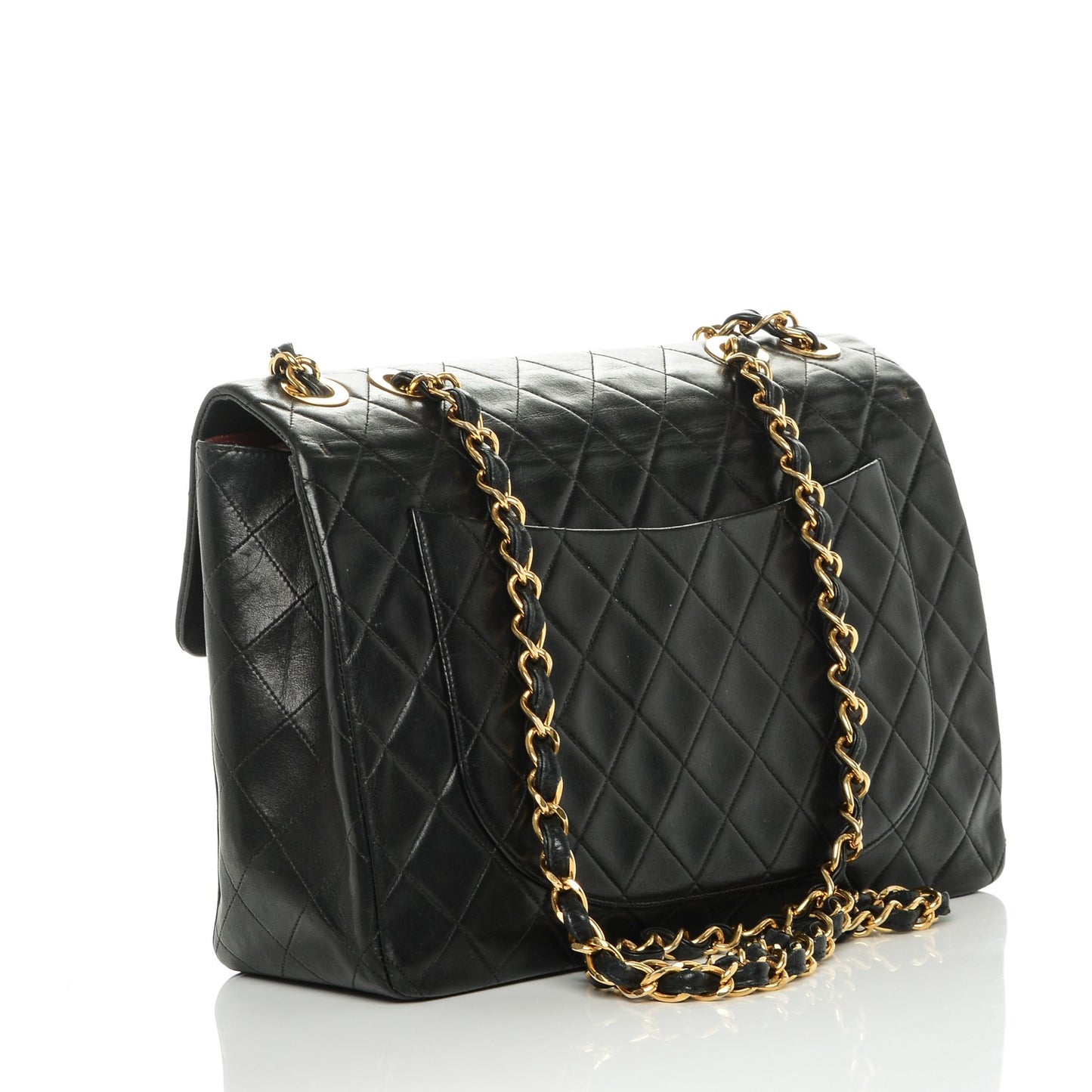 Lambskin Quilted XL Jumbo Single Flap Black