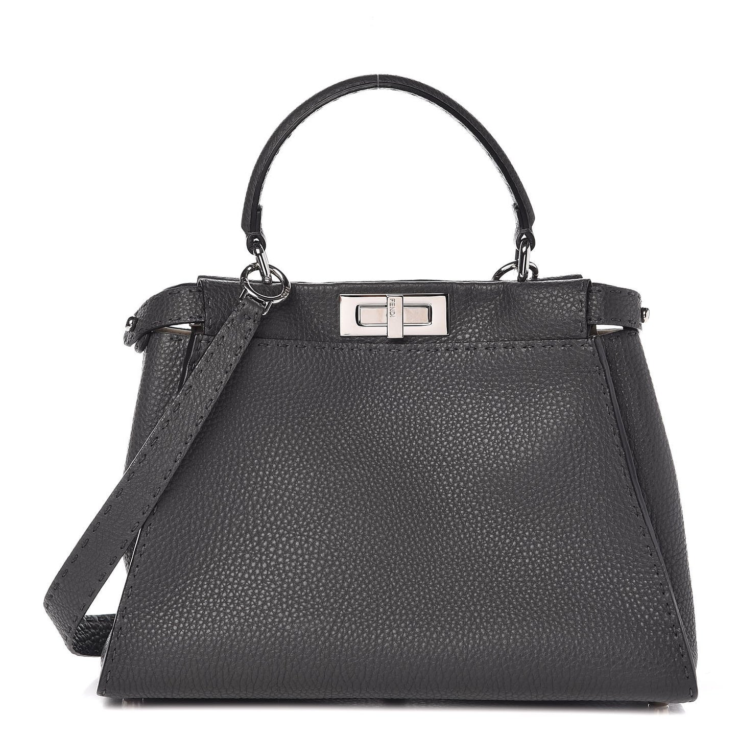 Cuoio Romano Selleria Bi-Color Medium Peekaboo Iconic Satchel Asfalto Latte