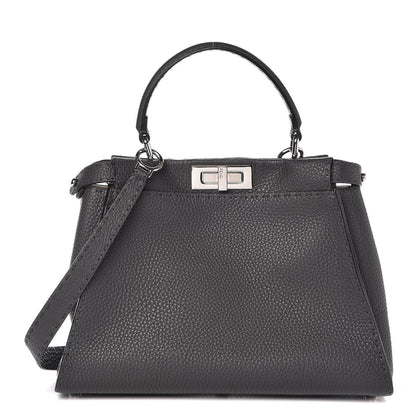 Fendi Cuoio Romano Selleria Bi-Color Medium Peekaboo Iconic Satchel Asfalto Latte 1 of 9