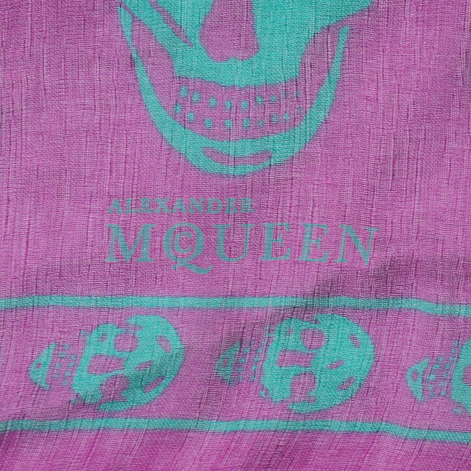 Alexander McQueen Silk Chiffon Skull Scarf Purple Green 4 of 5